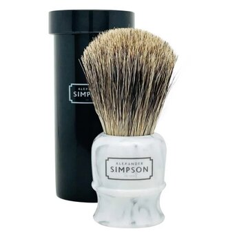 Simpson shaving brush pure badger with travel tube Highbury Faux Grey Italian Marble S
