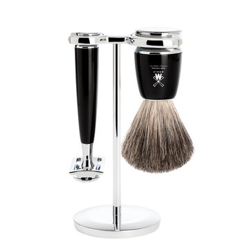Mühle RYTMO Black Pure Badger Shaving brush, razor and stand set
