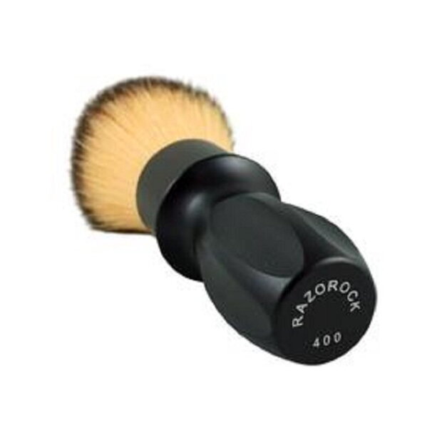 RazoRock 400 Matte Black Plissoft synthetic shaving brush. 24mm knot 