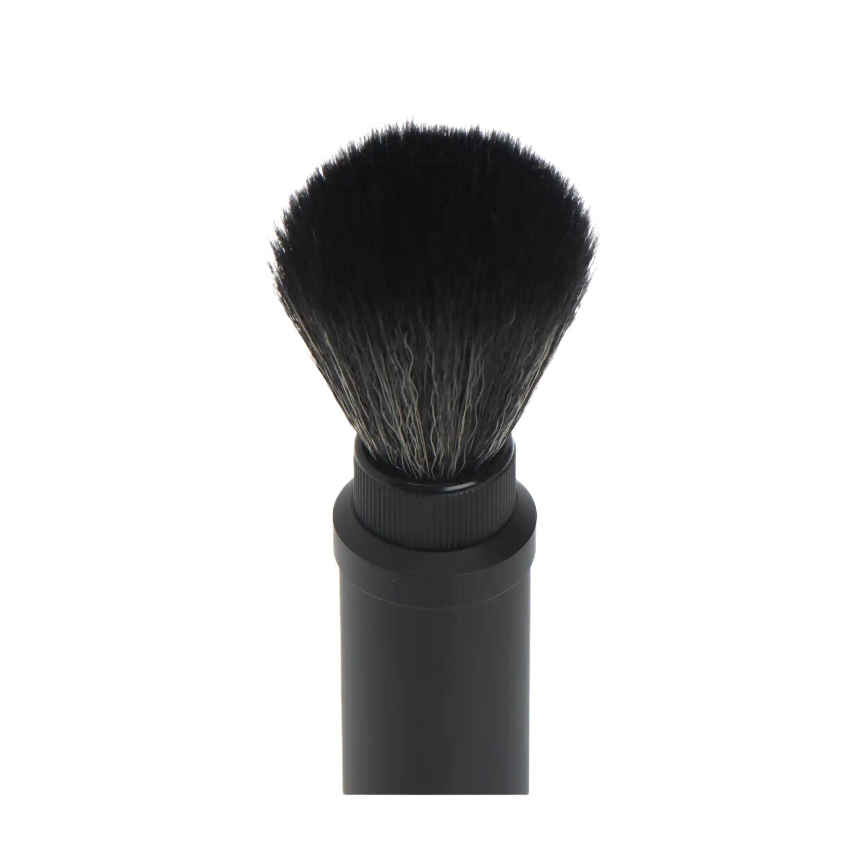 Merkur Shaving Brush 1300, Black-Fibre Synthetic, Travel Tube, Black Aluminum 
