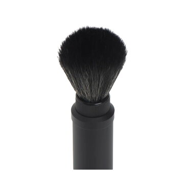 Merkur Shaving Brush 1300, Black-Fibre Synthetic, Travel Tube, Black Aluminum