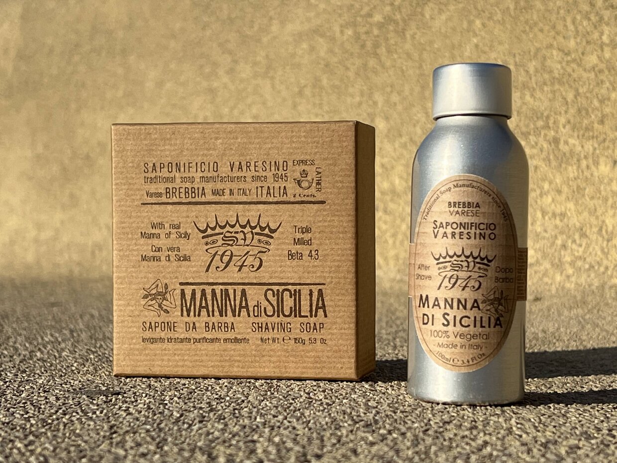 A shaving and care line built around Sicilian manna