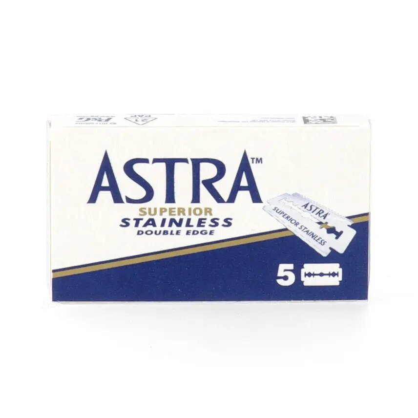 5 double edge razor blades Astra Blu Superior Stainless 