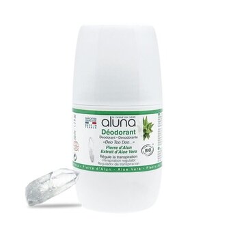 Aluna natural roll-on deodorant with alum crystals and aloe vera 50ml